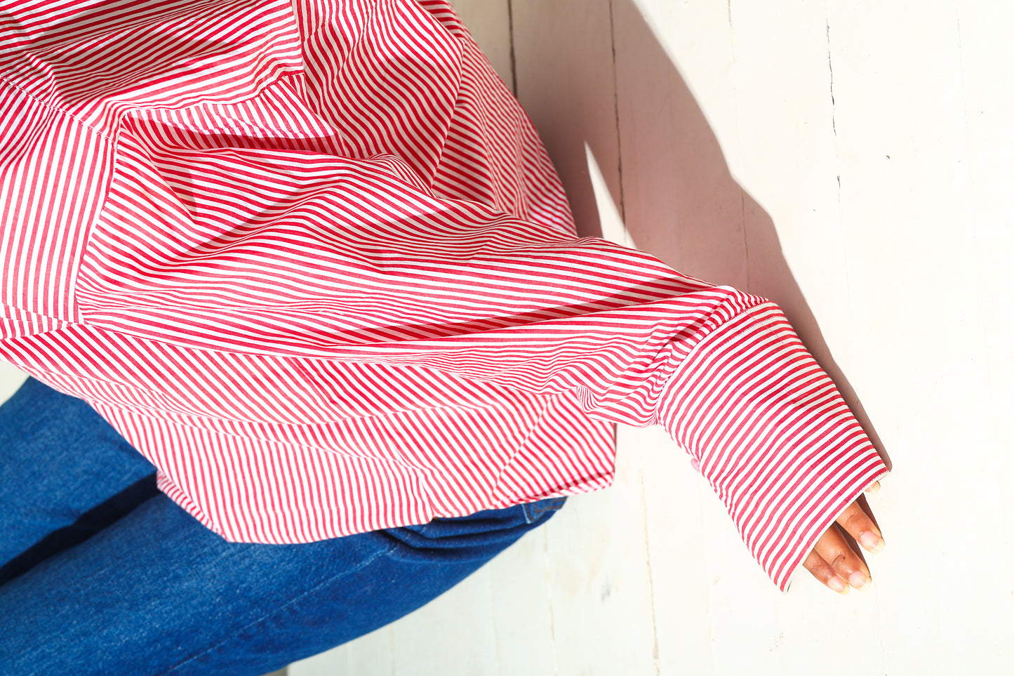 Bold Red Striped Oversized Shirt (RIYA116)