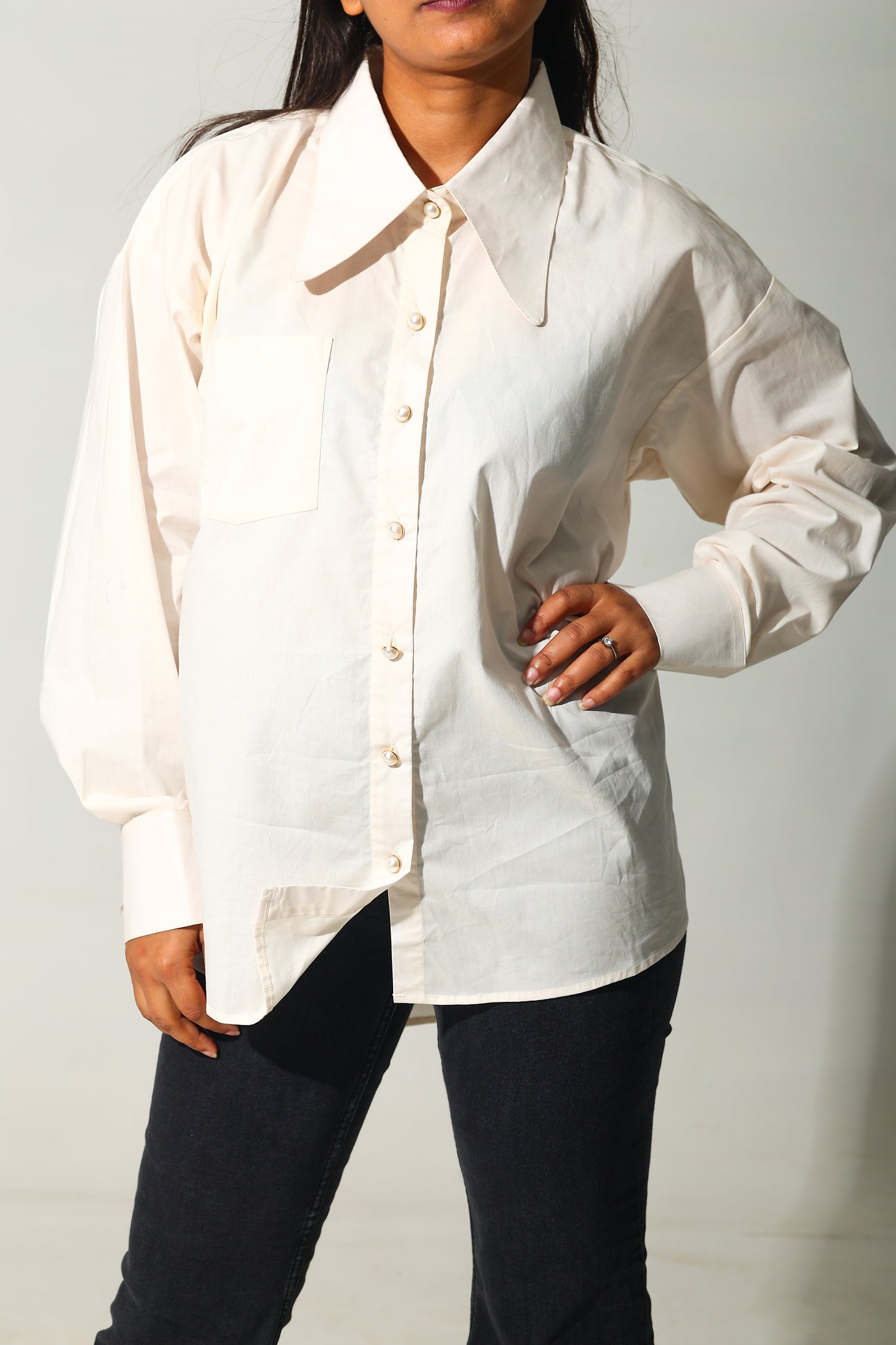 Pearl Button Oversized Shirt (RIYA115)