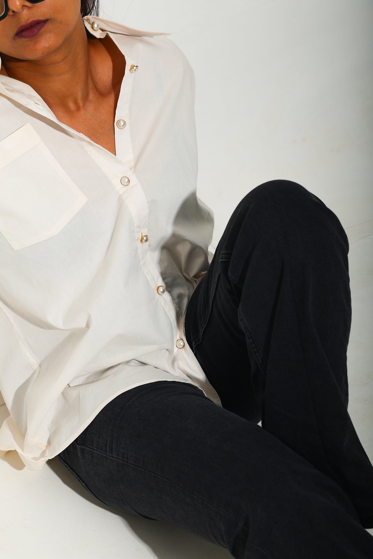 Pearl Button Oversized Shirt (RIYA115)