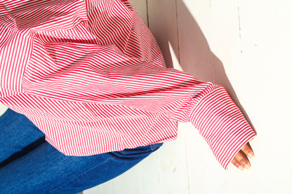 Bold Red Striped Oversized Shirt (RIYA116)