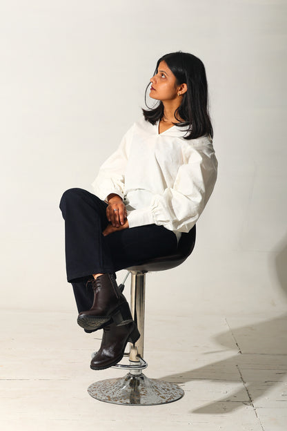 Minimalist Off-White Linen Shirt – RIYA111