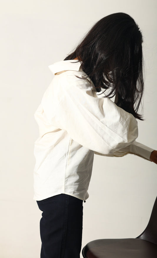 Minimalist Off-White Linen Shirt – RIYA111