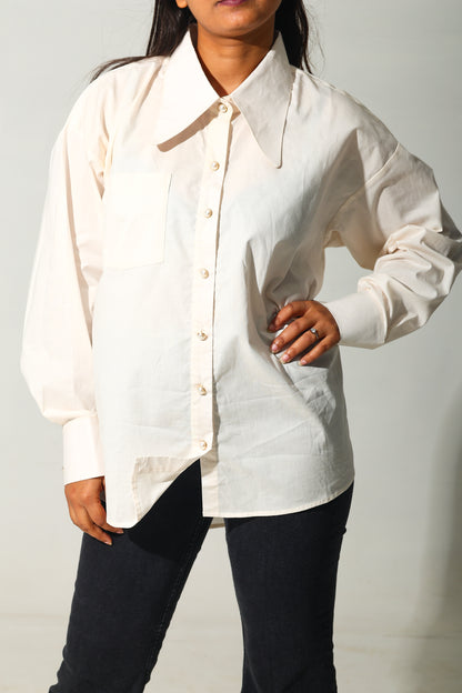 Pearl Button Oversized Shirt (RIYA115)